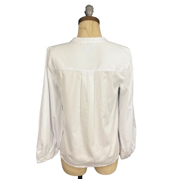 MADEWELL V-Neck Long-Sleeve Top XS White Stretch Silky Cotton NWT B69 - Picture 4 of 7